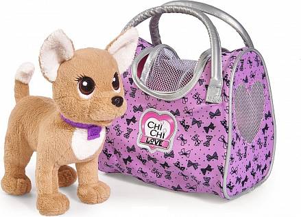 Плюшевая собачка из серии Chi-Chi love - Путешественница, с сумкой-переноской, 20 см. 